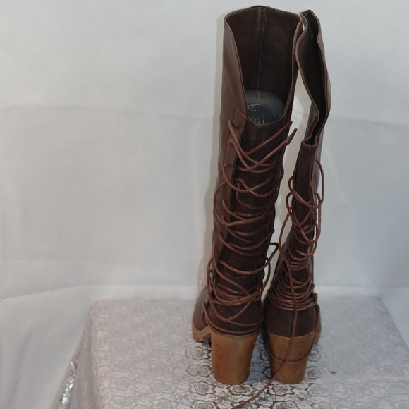 Brown Tall Boots Lace Back SZ 9 Bucco NWOT - Picture 5 of 8